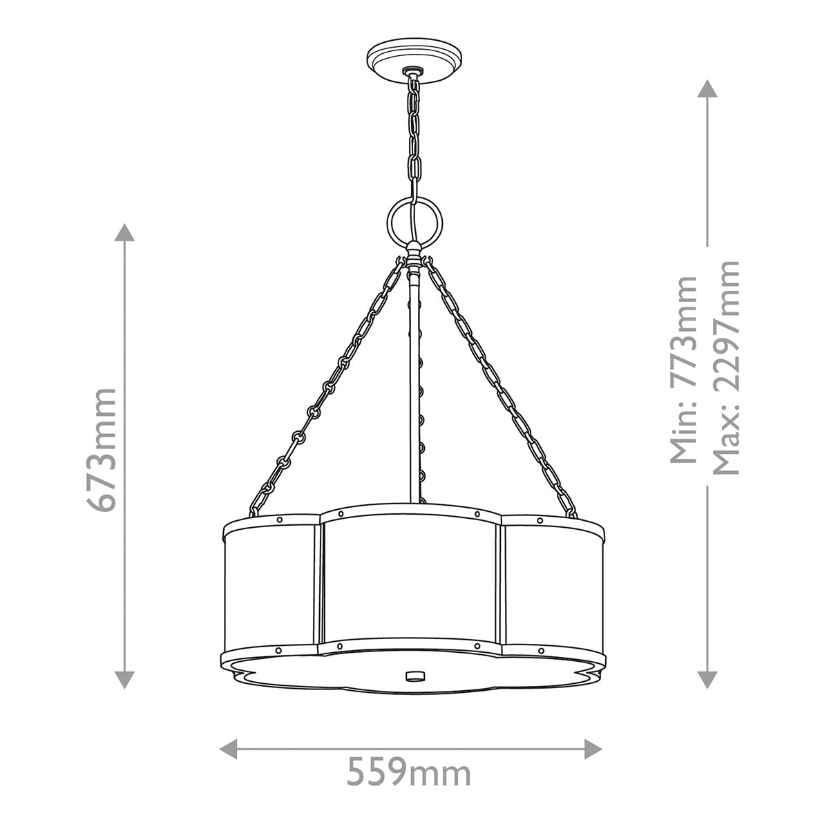 Quintiesse Chance 3 Light Pendant - Heritage Brass