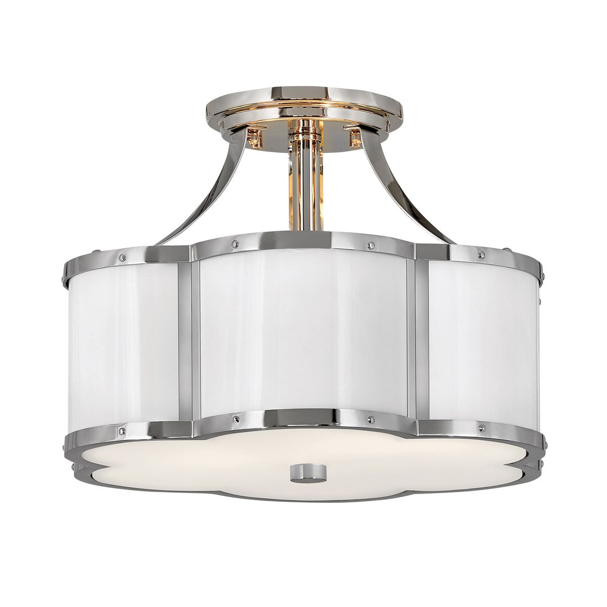 Quintiesse Chance 2 Light Semi-Flush Fitting - Polished Nickel & Polished White