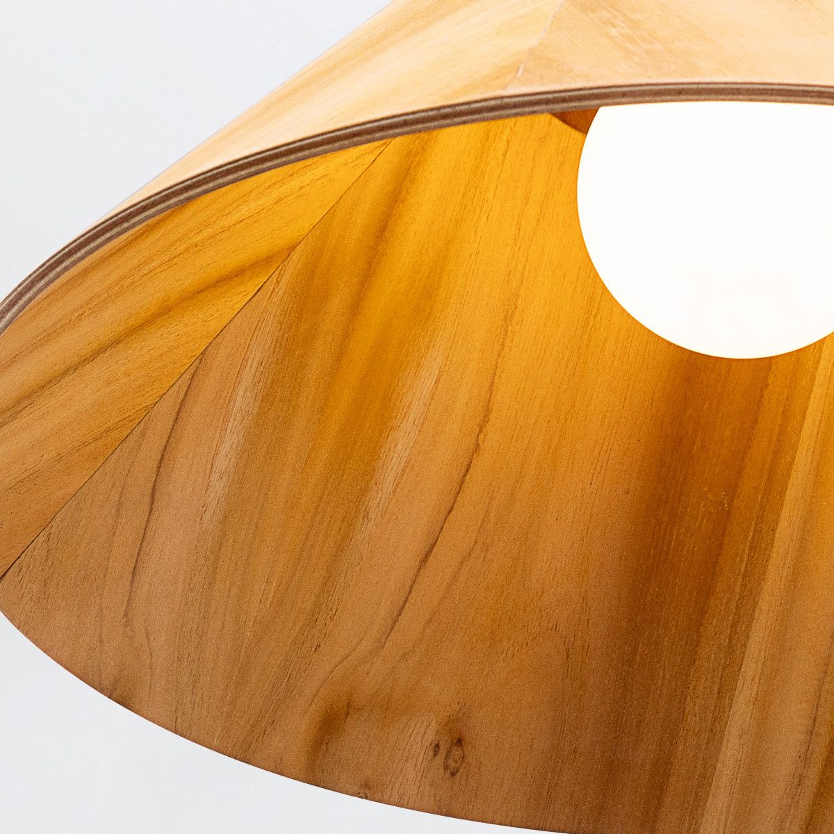 Quintiesse Conical Pendant Light - Teak Veneer