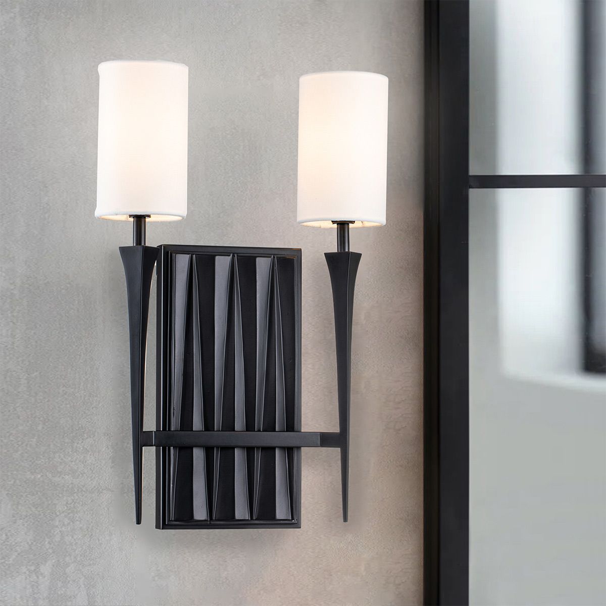 Quintiesse Crest 2 Light Wall Light - Matte Black