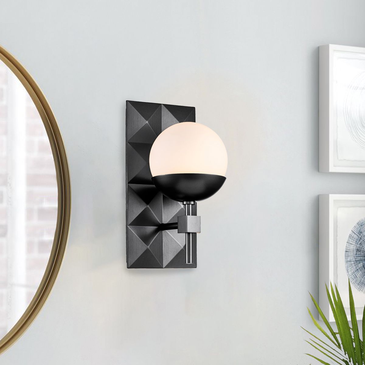 Quintiesse Deco 1 Light Wall Light - Black
