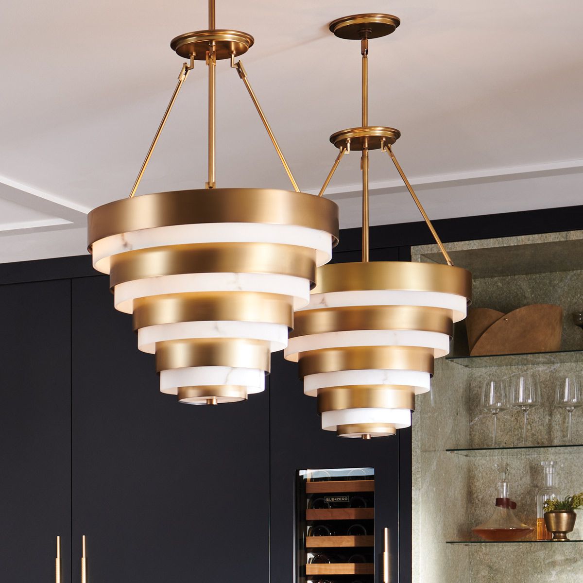 Quintiesse Echelon 4 Light Pendant - Heritage Brass