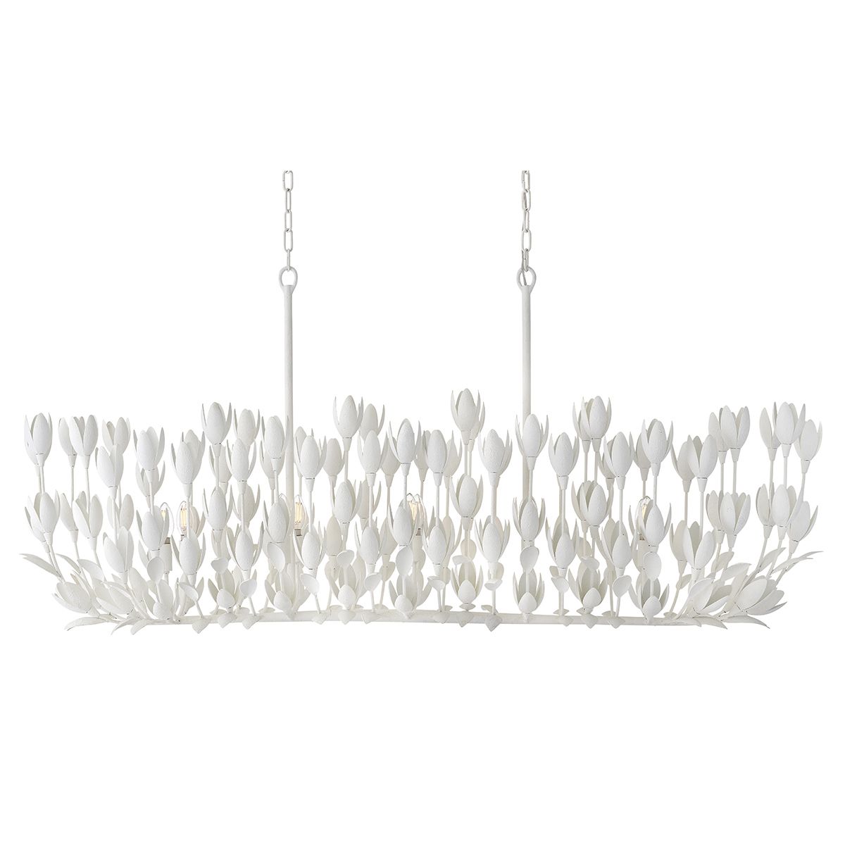 Quintiesse Flora 10 Light Linear Chandelier - Textured Plaster
