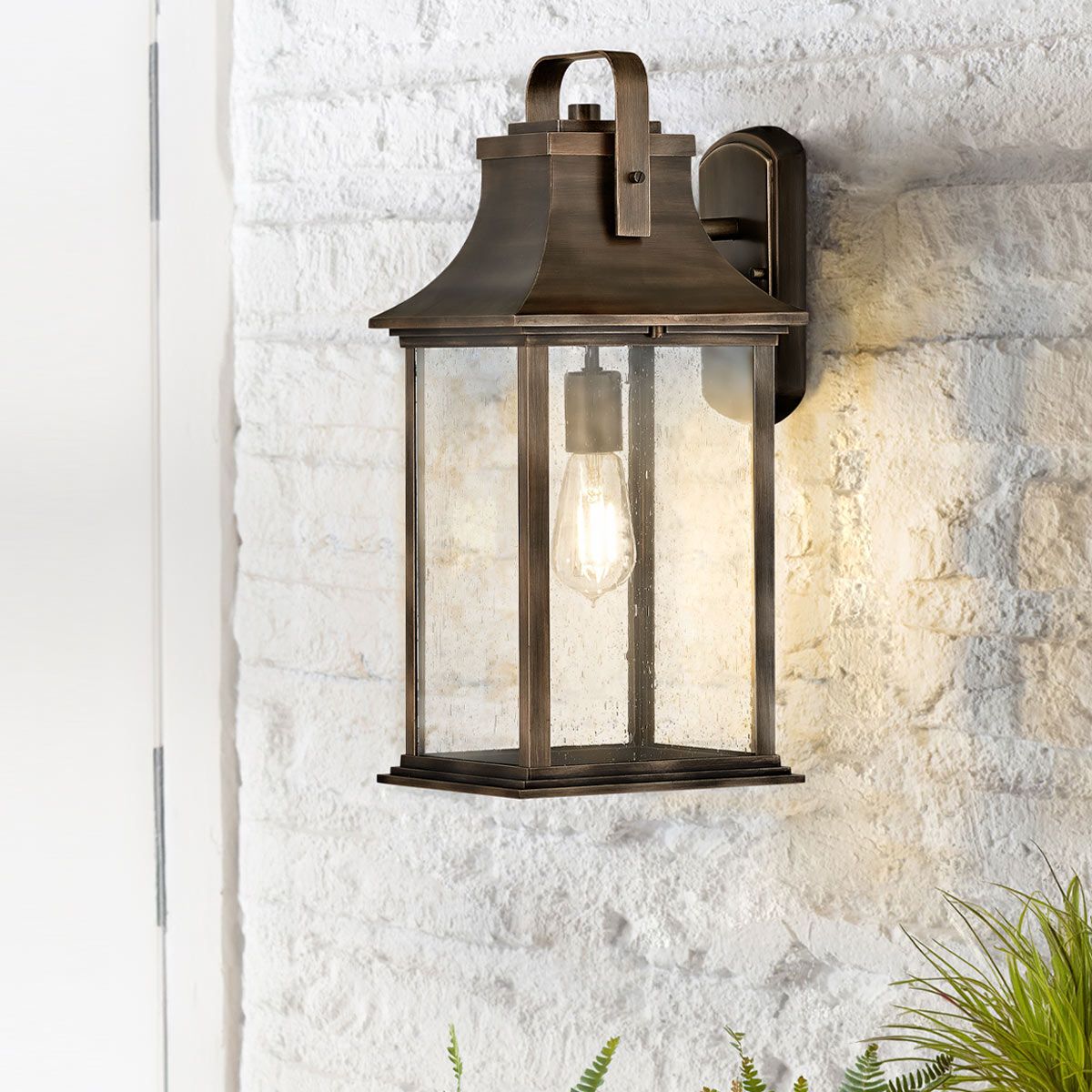 Quintiesse Grant Single Large Wall Lantern - Burnished Bronze