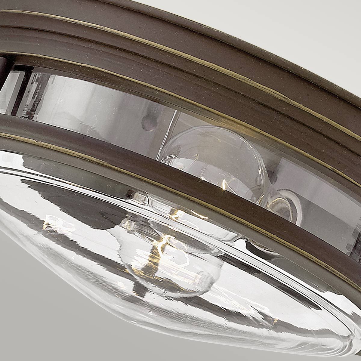 Quintiesse Hadrian 2 Light Bathroom Flush Fitting - Clear Glass - Oil Rubbed Bronze