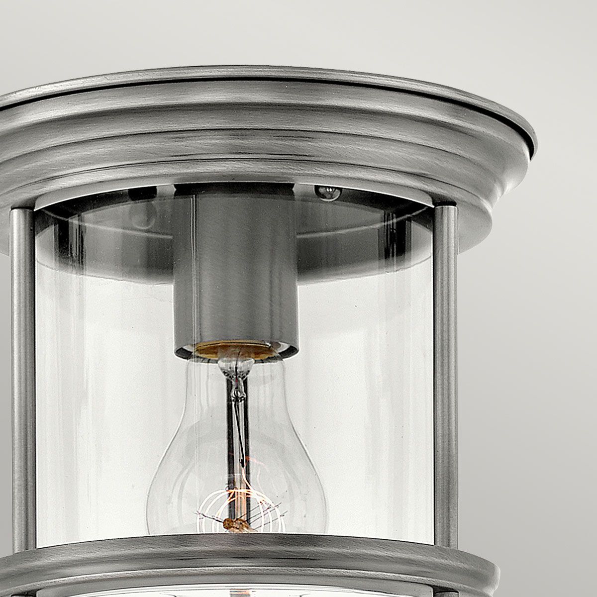 Quintiesse Hadrian Single Bathroom Flush Fitting - Clear Glass - Antique Nickel
