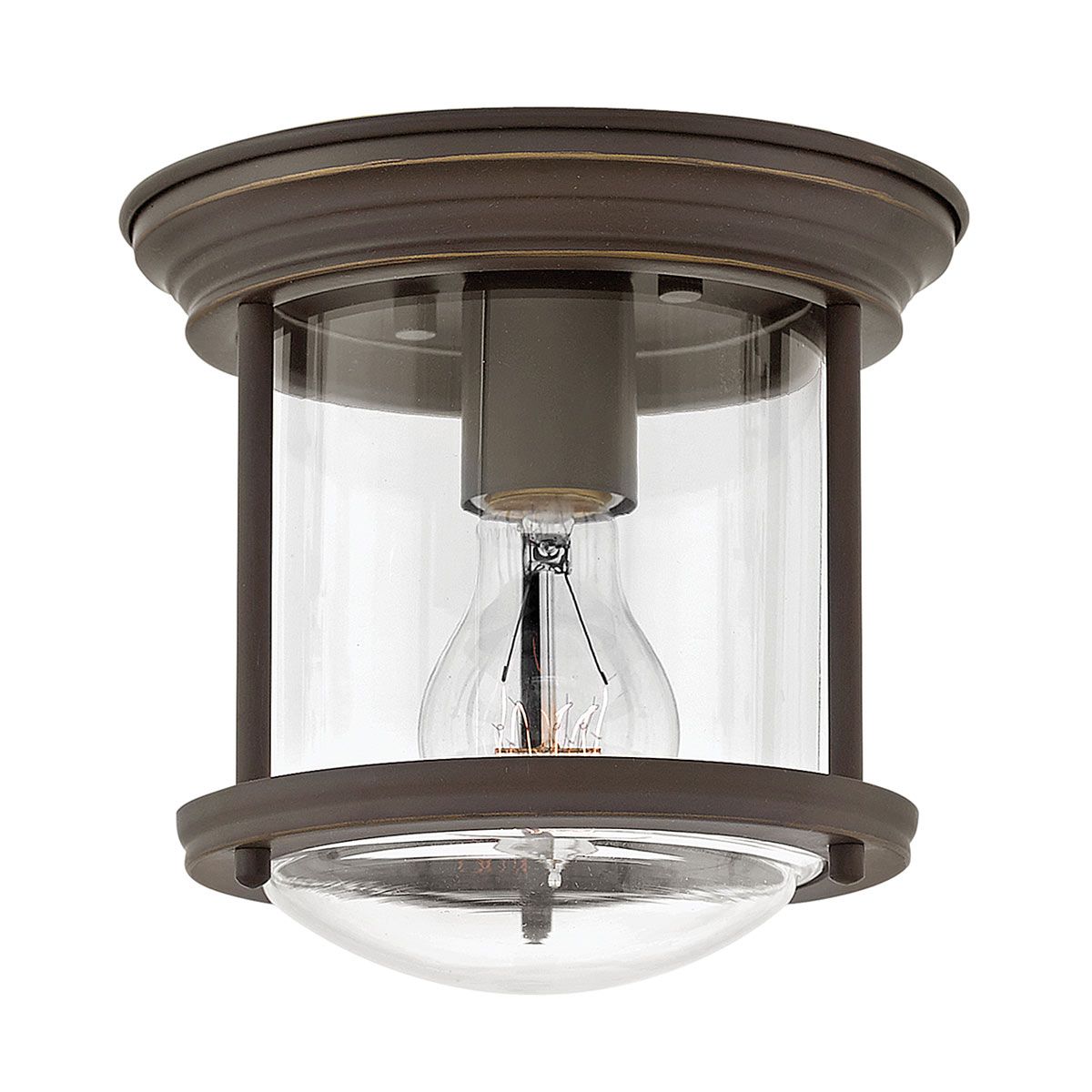 Quintiesse Hadrian Single Bathroom Flush Fitting - Clear Glass - Oil Rubbed Bronze