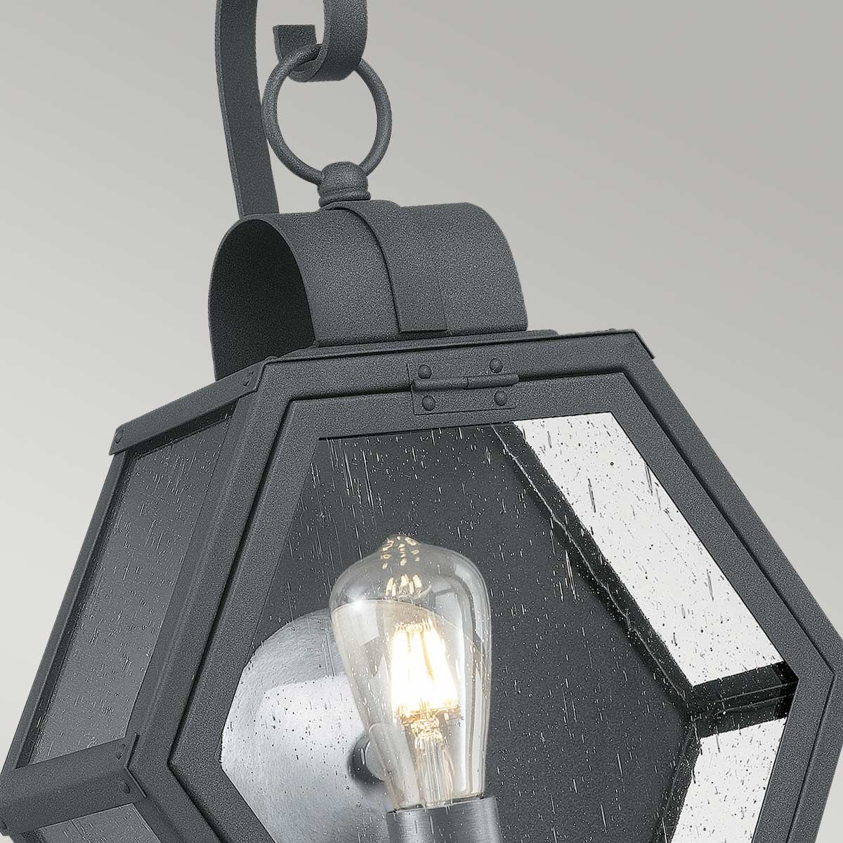 Quintiesse Heath Single Medium Wall Lantern - Mottled Black