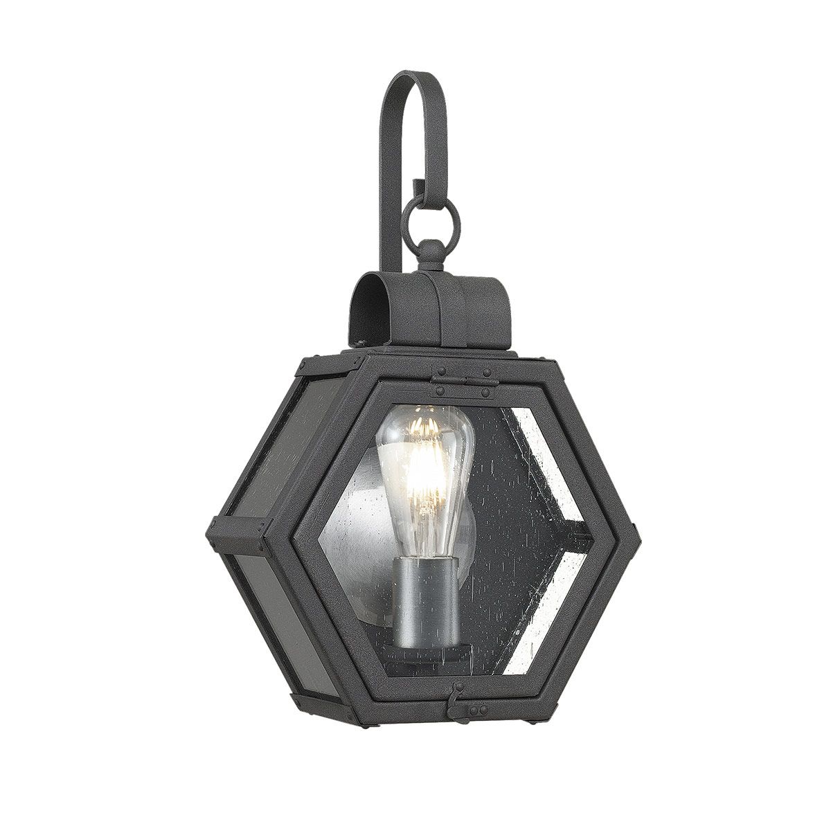 Quintiesse Heath Single Small Wall Lantern - Mottled Black