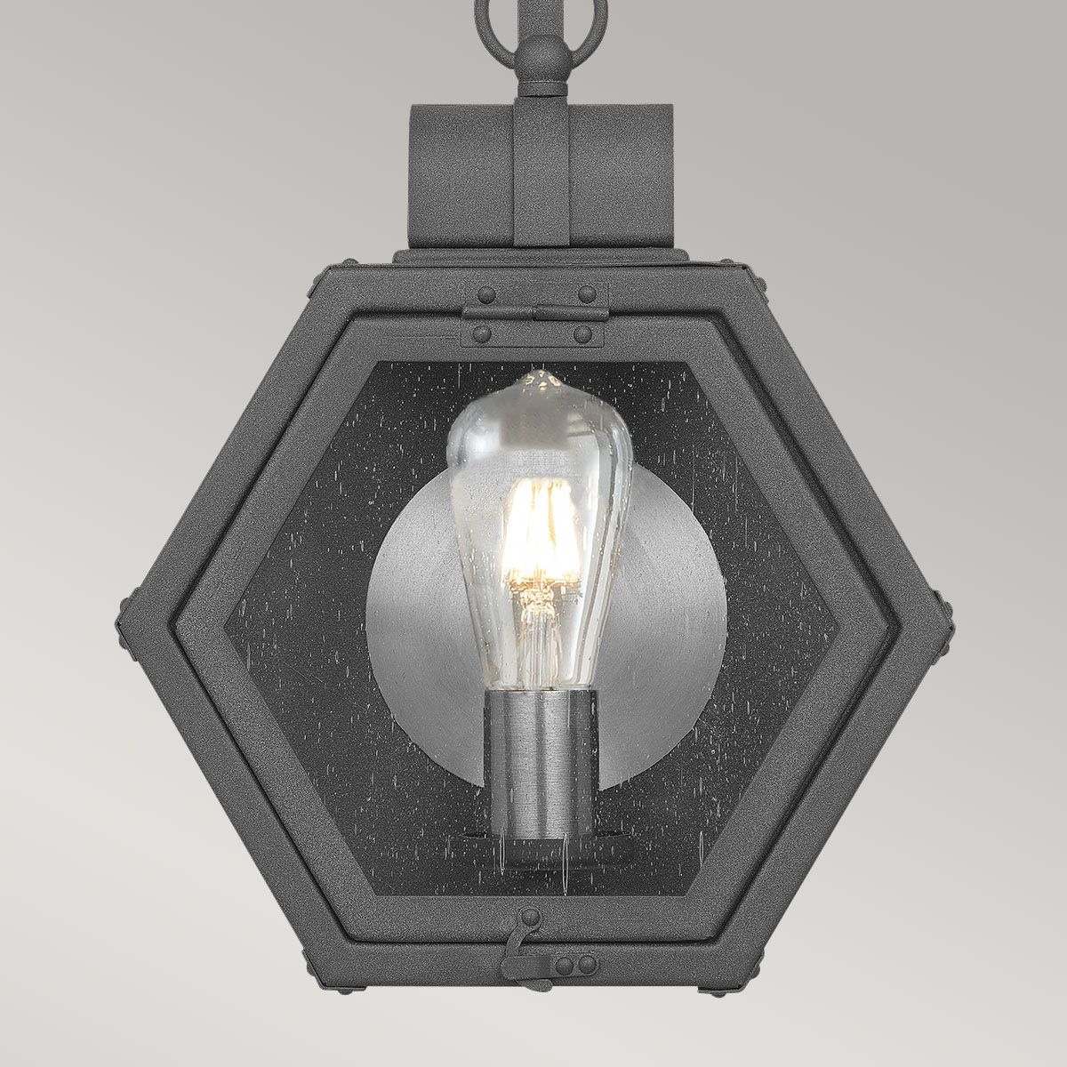 Quintiesse Heath Single Small Wall Lantern - Mottled Black
