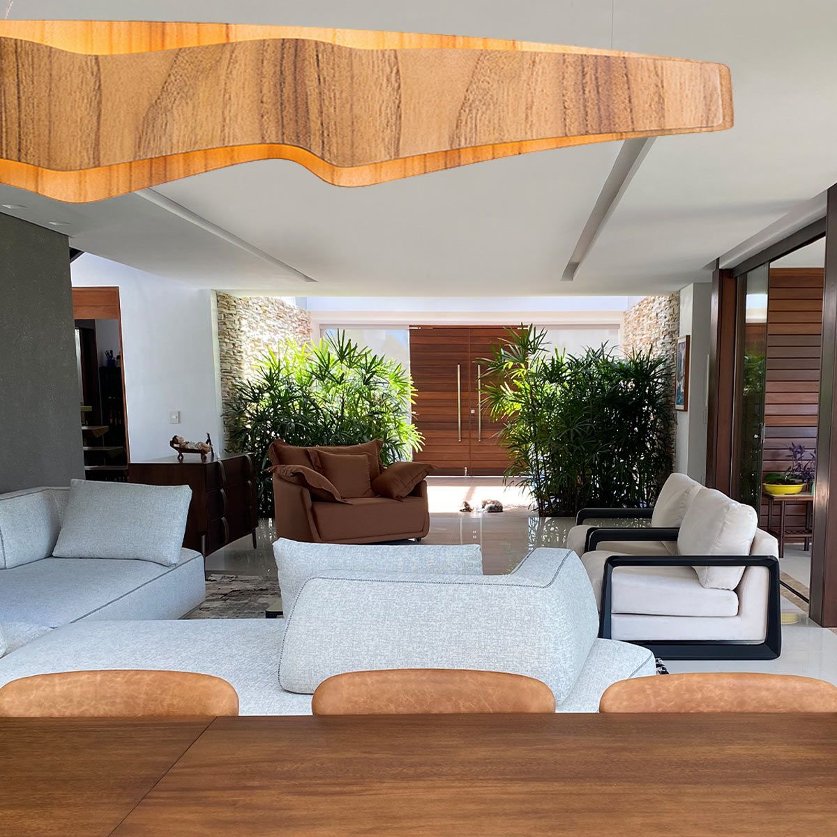 Quintiesse Horizon LED Linear 100cm Pendant - Teak Veneer