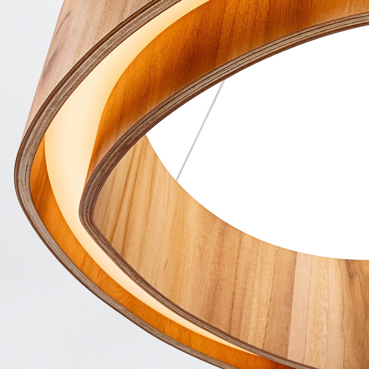 Quintiesse Horizon LED Large Ring Pendant - Teak Veneer