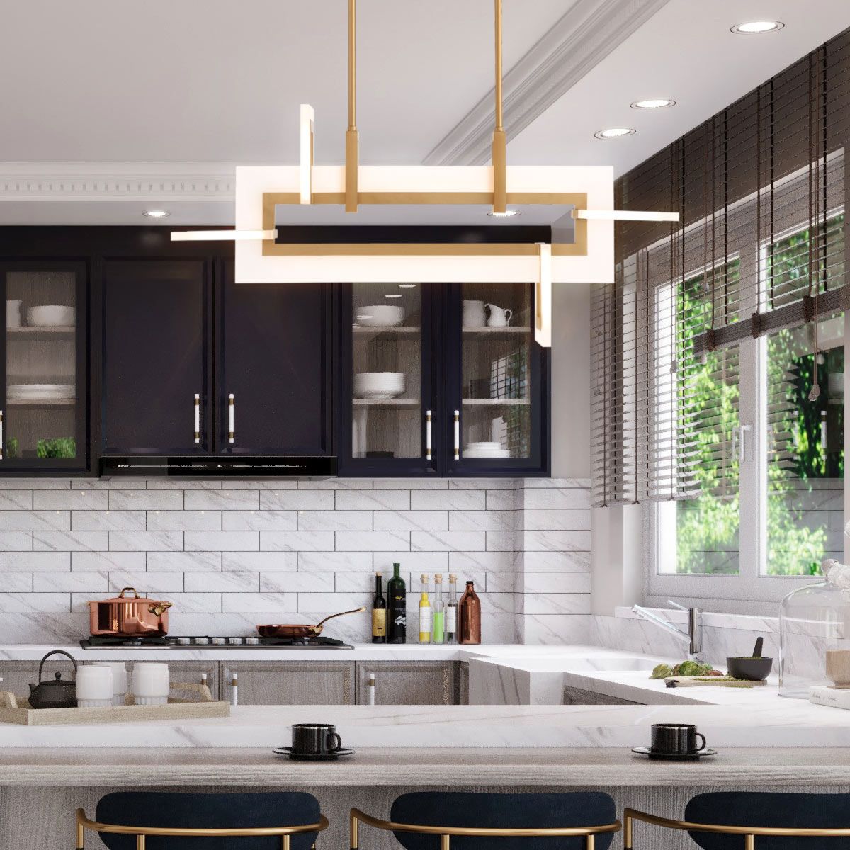 Quintiesse Inizio Linear Pendant Small - Matte Gold