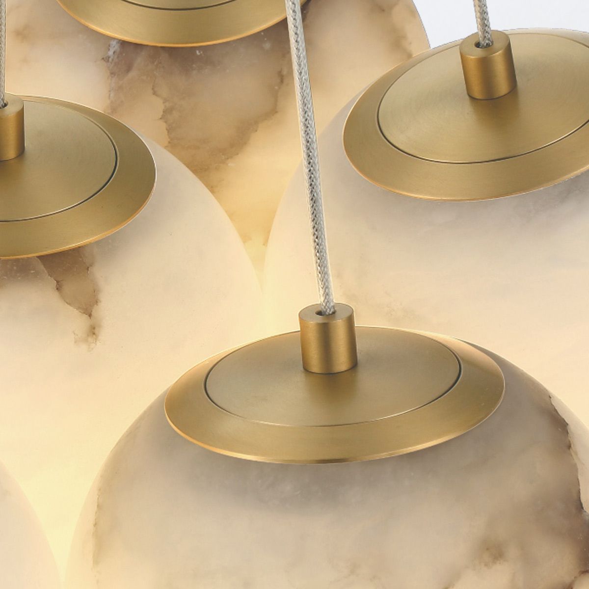 Quintiesse Kepler 7 Light Alabaster Cluster Pendant - Gold