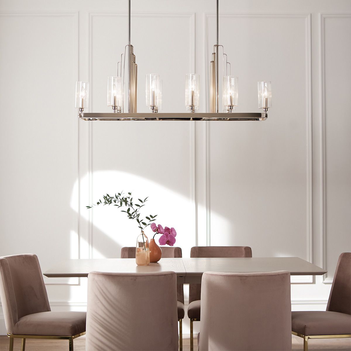 Quintiesse Kimrose 10 Light Linear Chandelier - Polished Nickel