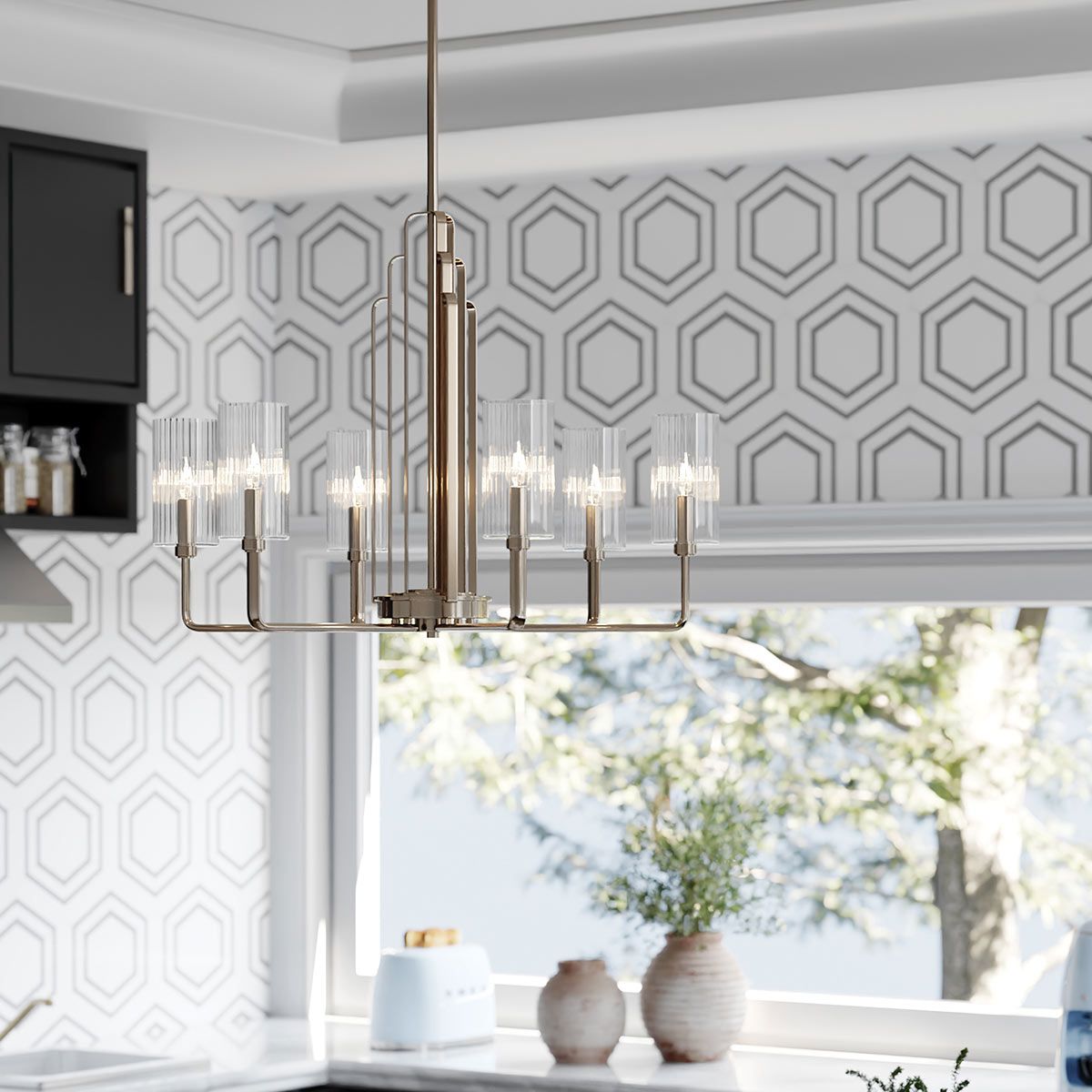Quintiesse Kimrose 6 Light Chandelier - Polished Nickel