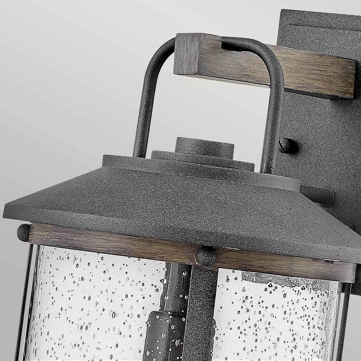 Quintiesse Lakehouse Single Medium Wall Lantern - Aged Zinc with Driftwood Grey