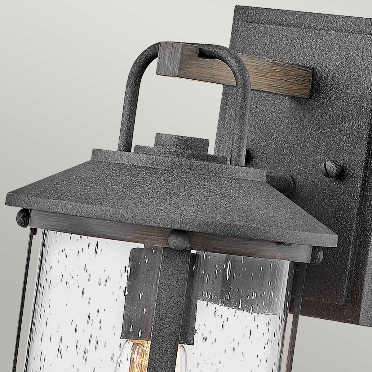 Quintiesse Lakehouse Single Small Wall Lantern - Aged Zinc with Driftwood Grey