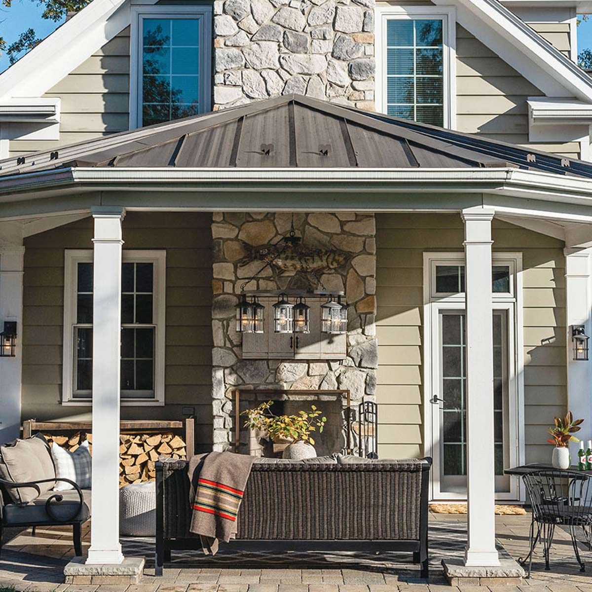 Quintiesse Lakehouse 6 Light Outdoor Chandelier - Aged Zinc with Driftwood Grey