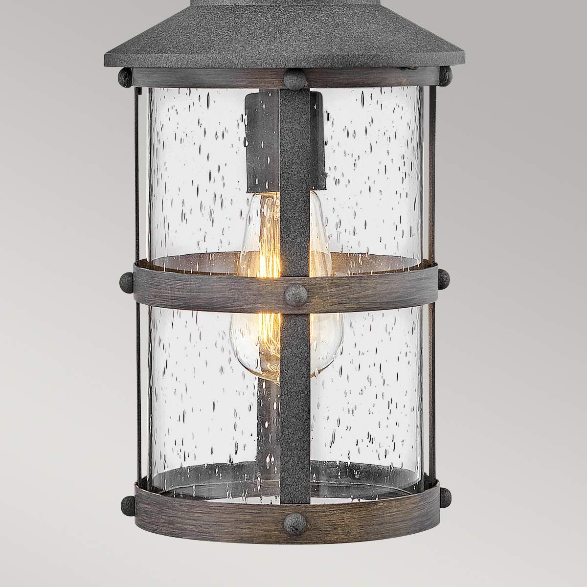 Quintiesse Lakehouse Single Small Chain Lantern - Aged Zinc with Driftwood Grey