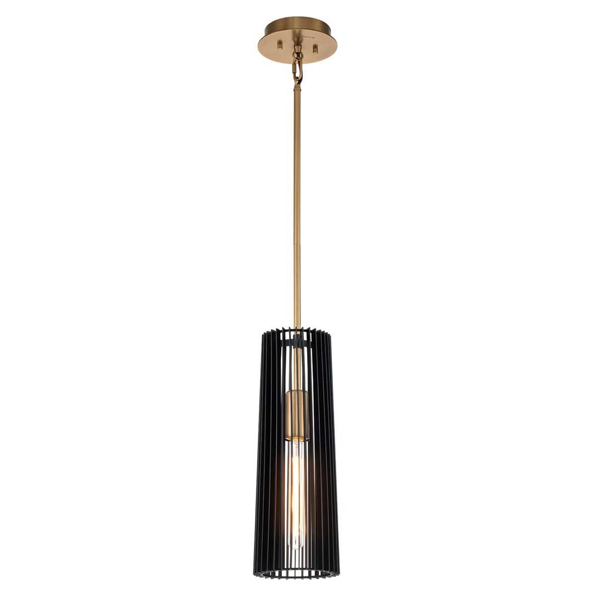Quintiesse Linara Single Pendant - Black & Natural Brass