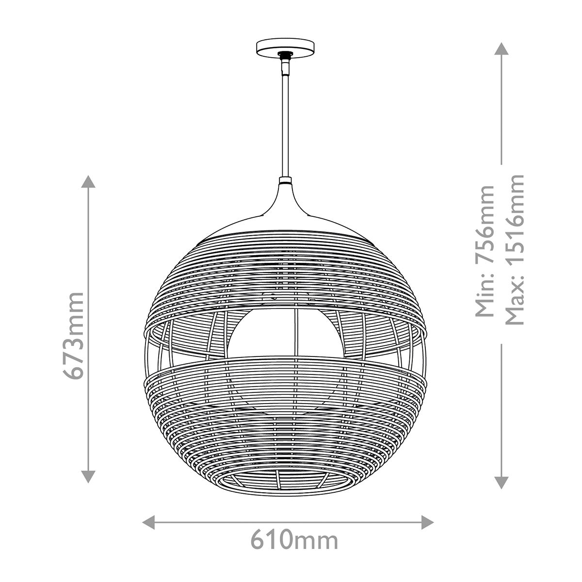 Quintiesse Maddox 1 Light Medium Outdoor Pendant - Black & Camel