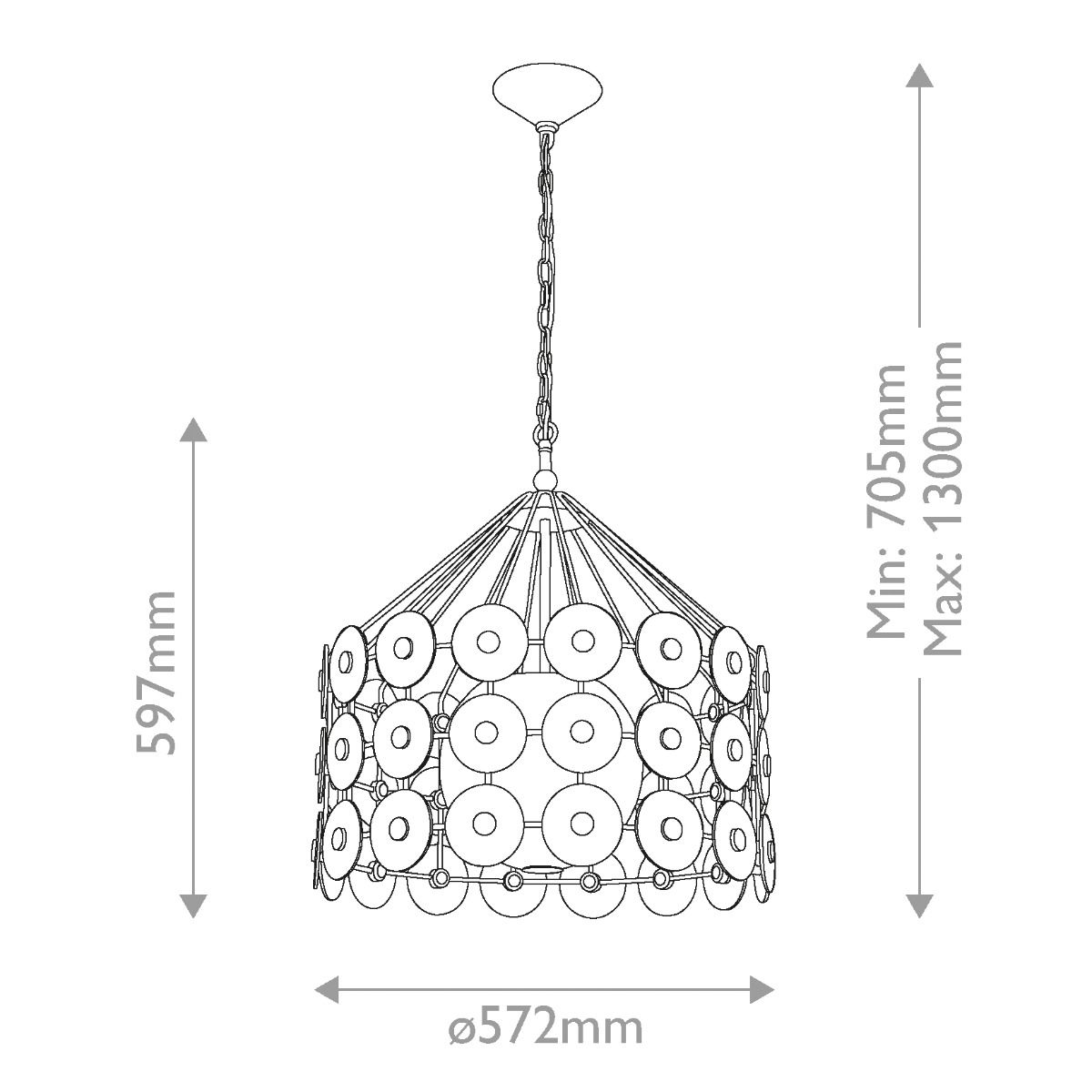 Quintiesse Meridian 3 Light Pendant - Distressed Gold & Smoked Glass