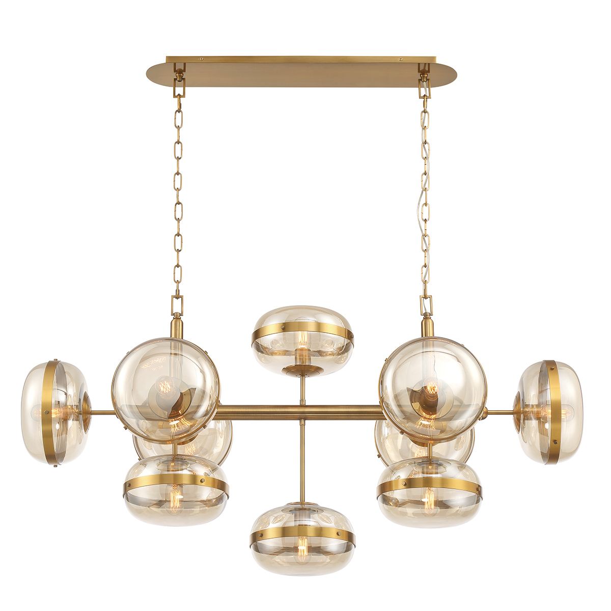 Quintiesse Nottingham 10 Light Linear Pendant - Antique Brass