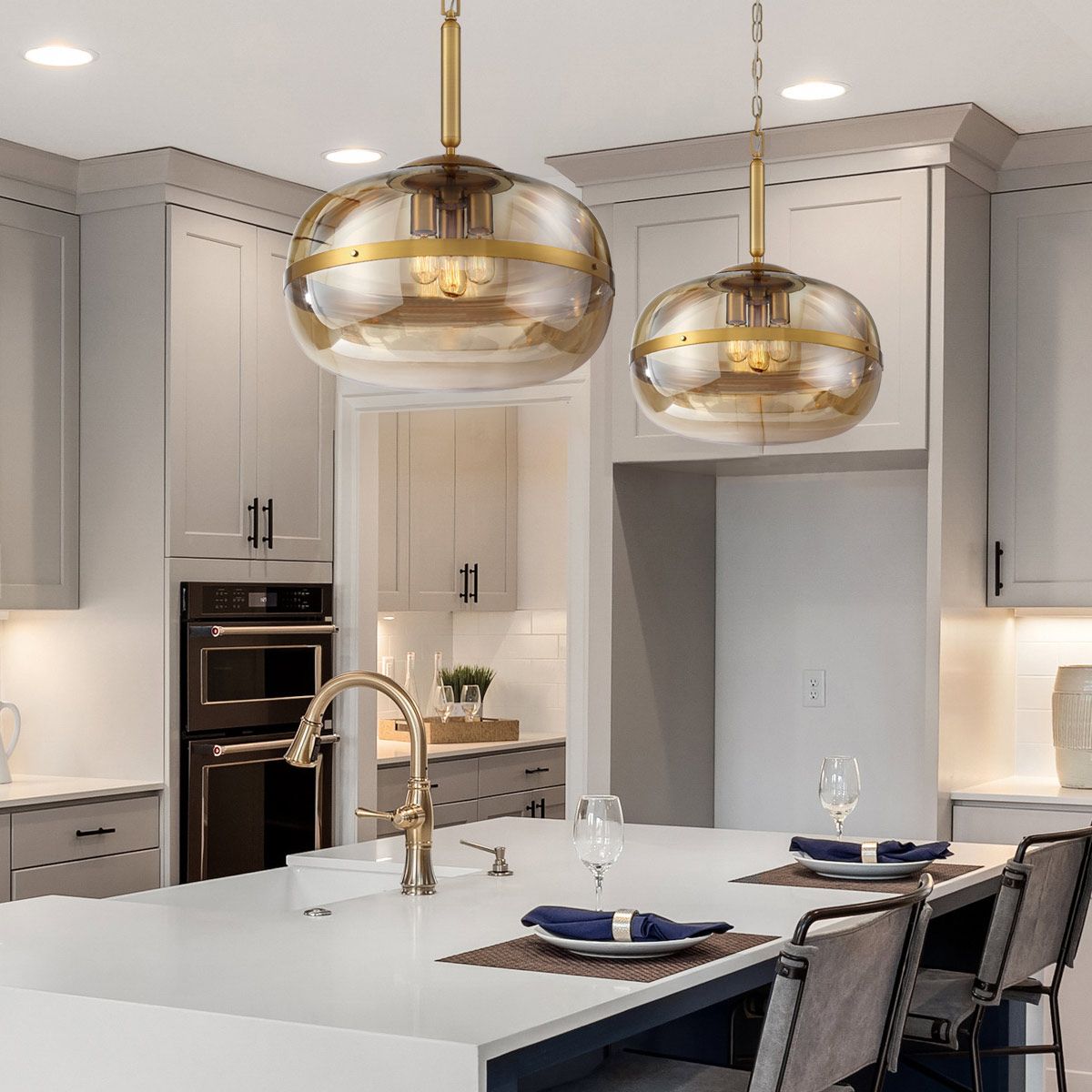 Quintiesse Nottingham 3 Light Pendant - Antique Brass