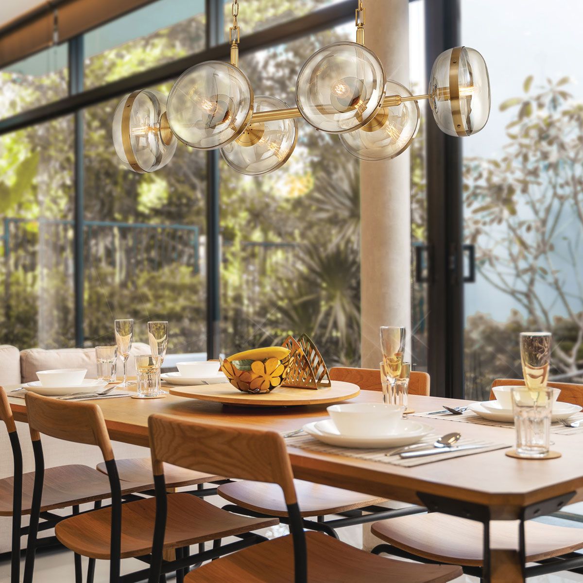 Quintiesse Nottingham 6 Lt Linear Pendant - Antique Brass