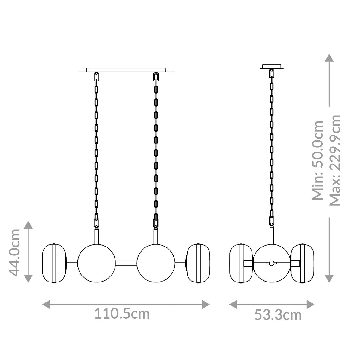 Quintiesse Nottingham 6 Lt Linear Pendant - Antique Brass