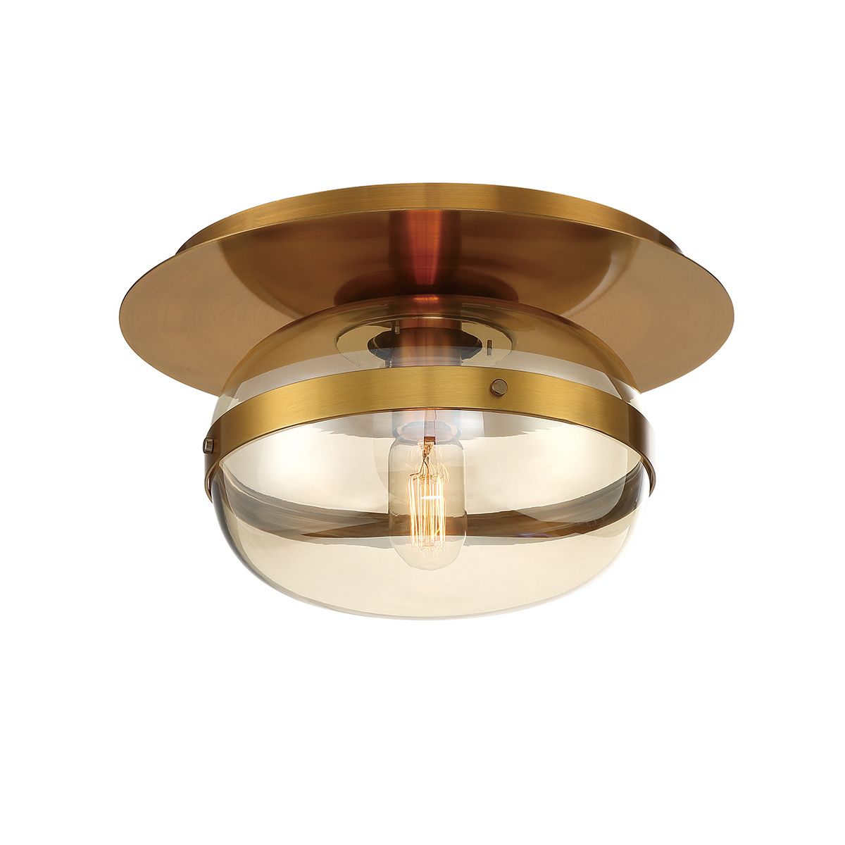 Quintiesse Nottingham 1 Light Ceiling Flush Small - Antique Brass