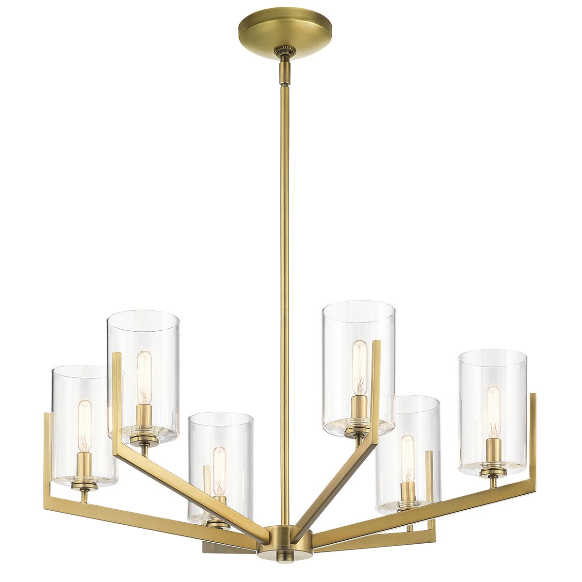 Quintiesse Nye 6 Light Chandelier - Brushed Natural Brass