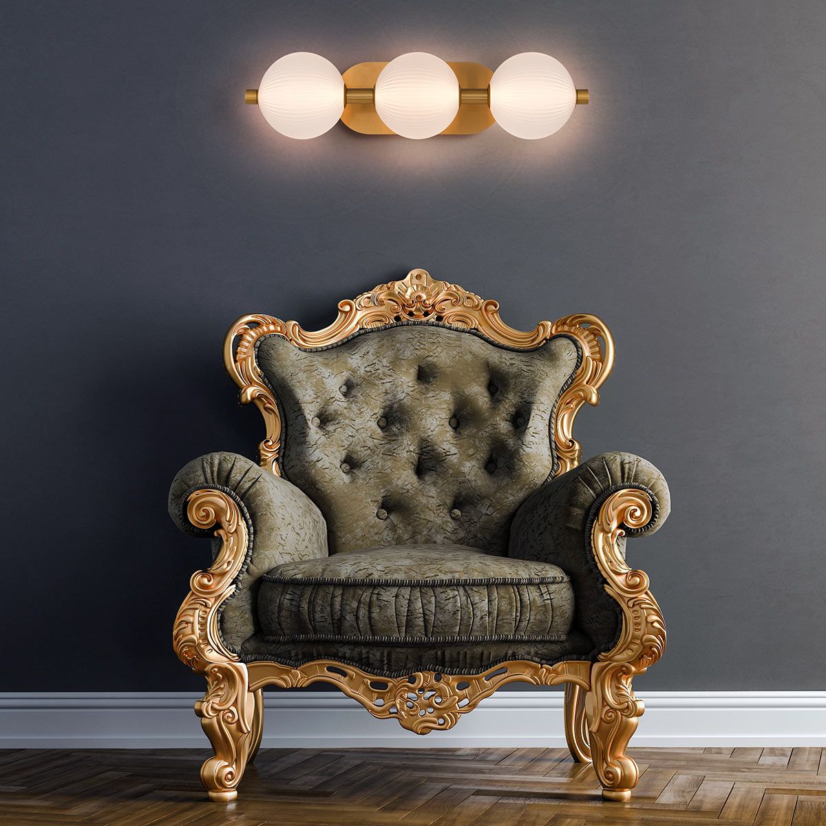 Quintiesse Palmas 3 Light Wall Light - Gold