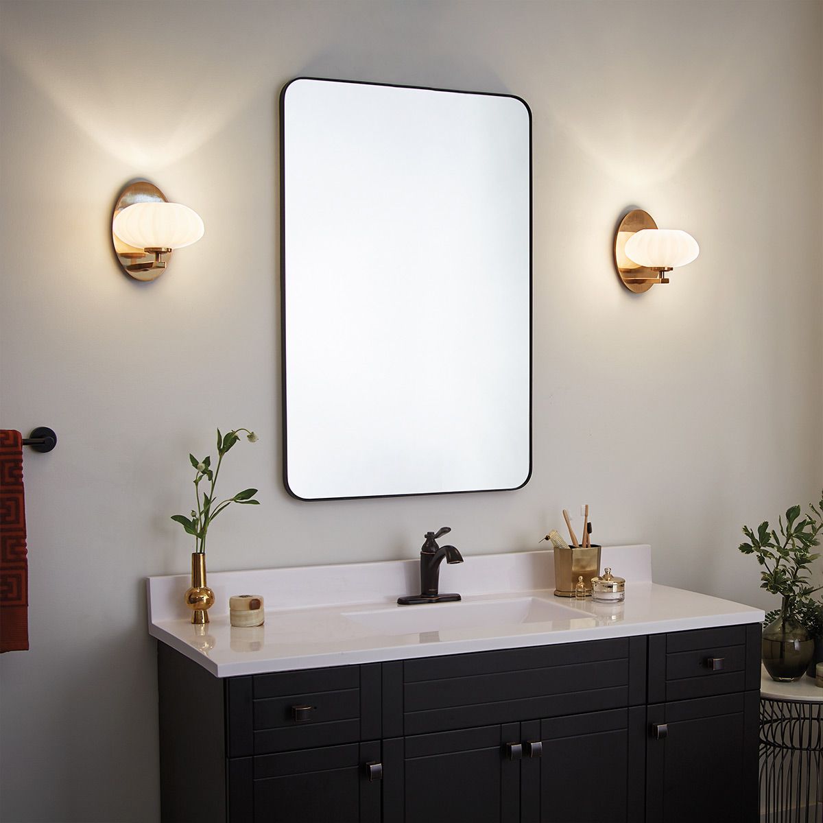 Quintiesse Pim Single Bathroom Wall Light - Fox Gold