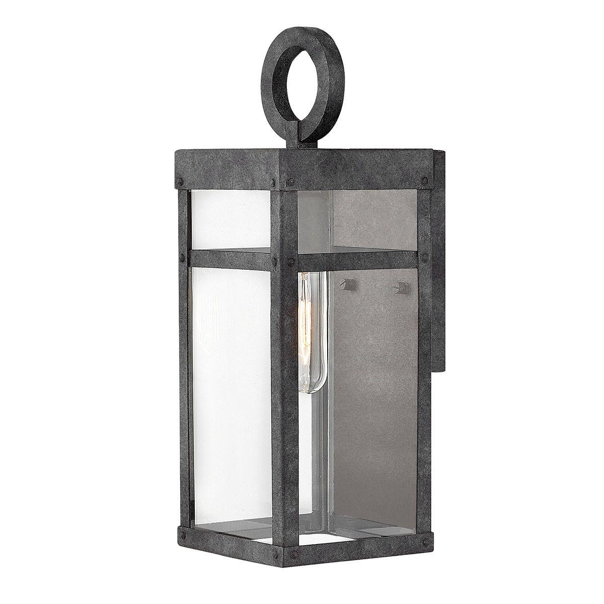 Quintiesse Porter Single Small Wall Lantern - Aged Zinc