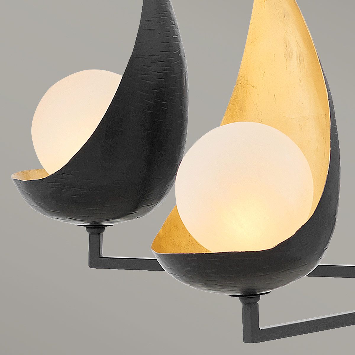 Quintiesse Ren 5 Light Chandelier - Black & Gold