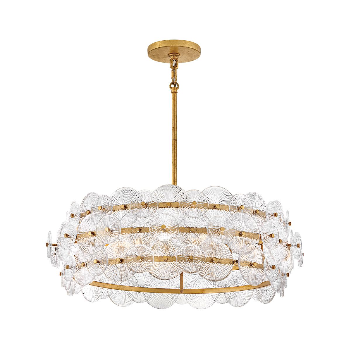 Quintiesse Rene 6 Light Drum Chandelier - Distressed Brass