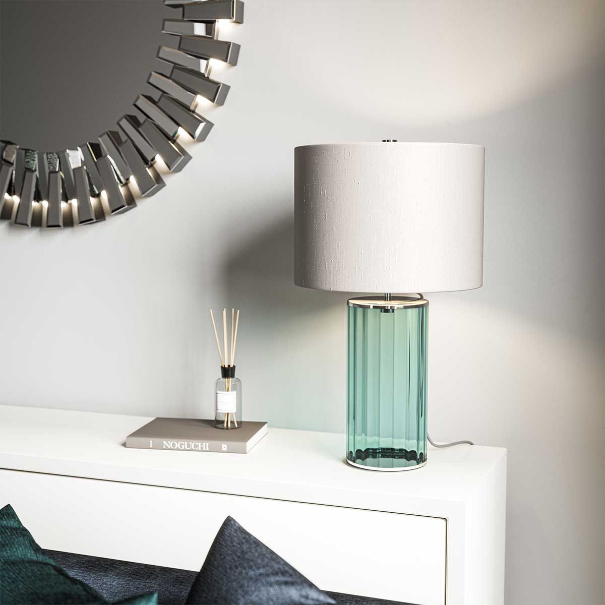 Quintiesse Reno Single Table Lamp - Green - Polished Nickel