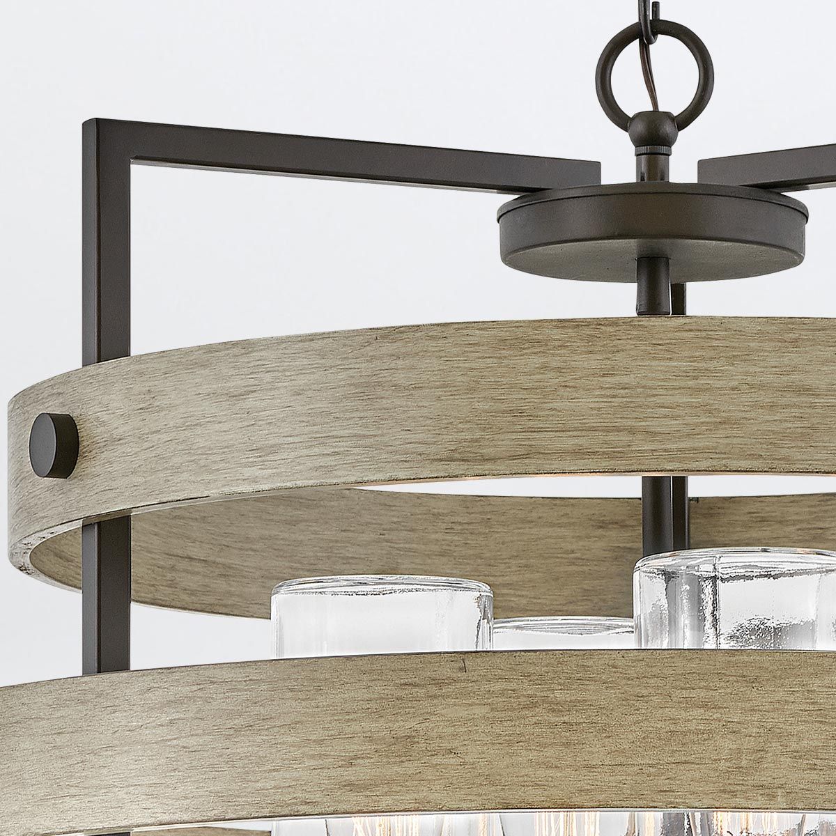 Quintiesse Riverwood 4 Light Chandelier - Warm Bronze with Warm Ash accents
