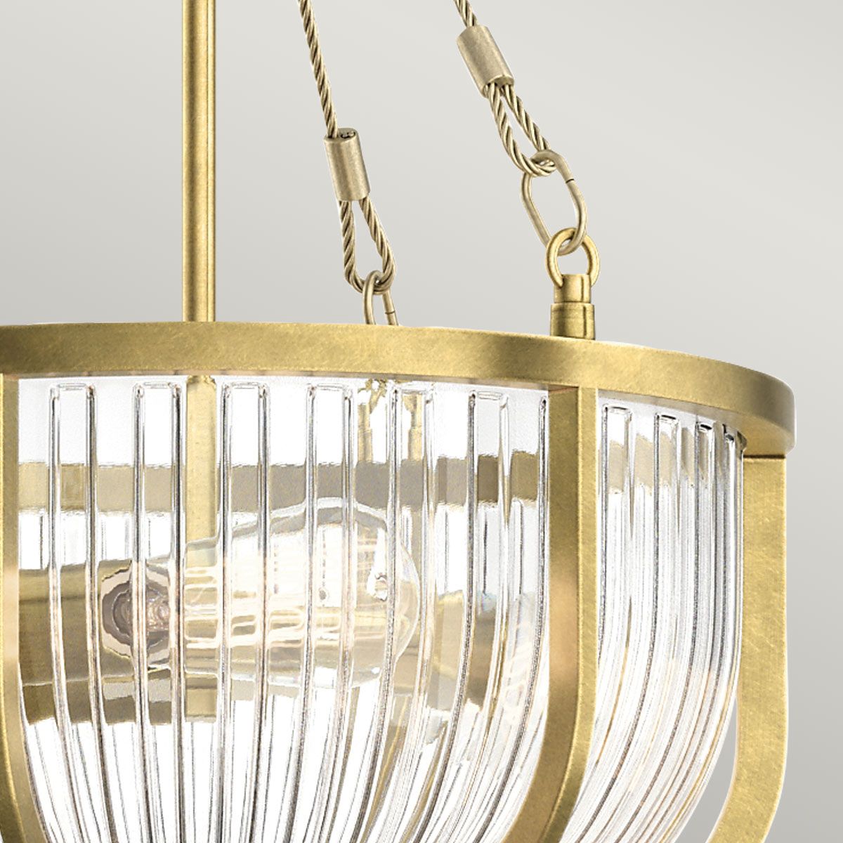 Quintiesse Roux 3 Light Pendant / Semi-Flush - Natural Brass