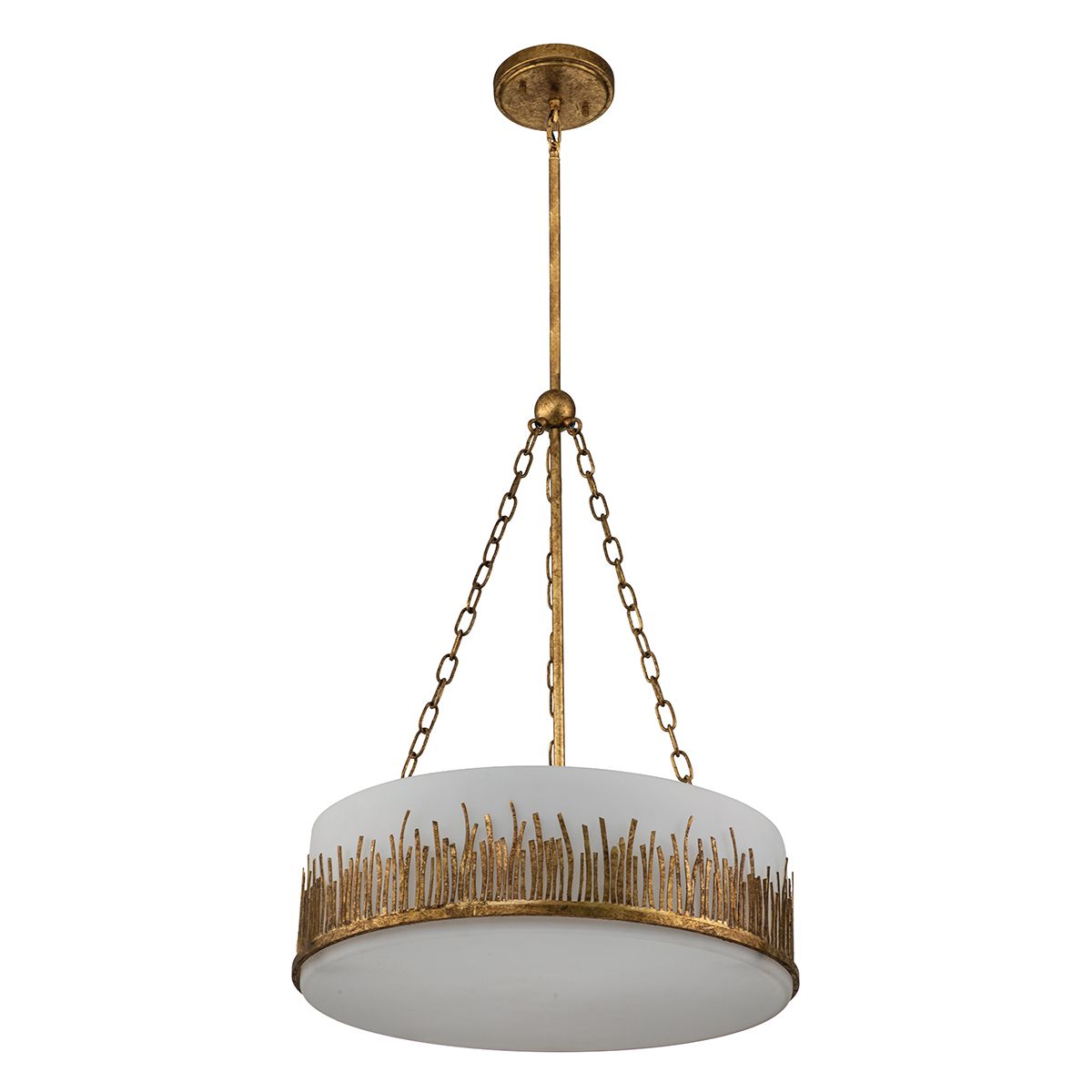 Quintiesse Sawgrass 3 Light Pendant - Gold Leaf with Antique Glaze