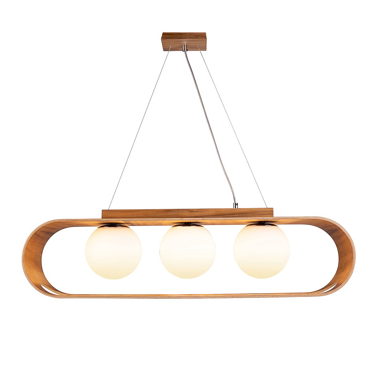 Quintiesse Sfera 3 Light Linear Pendant Light - Teak Veneer