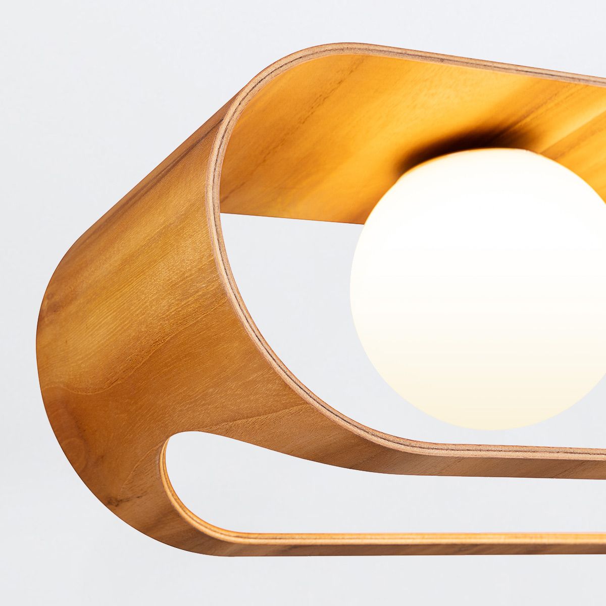 Quintiesse Sfera 3 Light Linear Pendant Light - Teak Veneer