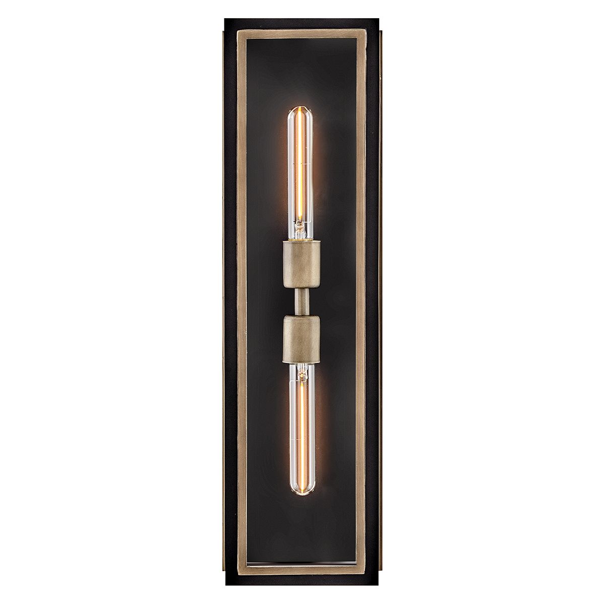 Quintiesse Shaw 2 Light Wall Lantern - Black with Burnished Bronze accents