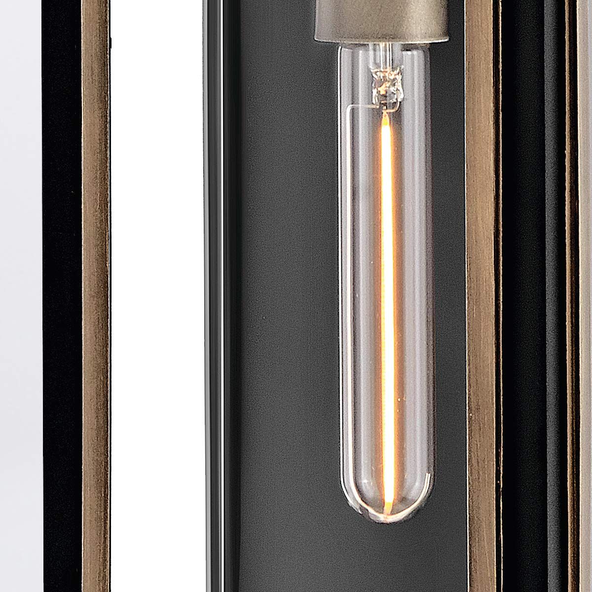 Quintiesse Shaw 2 Light Wall Lantern - Black with Burnished Bronze accents