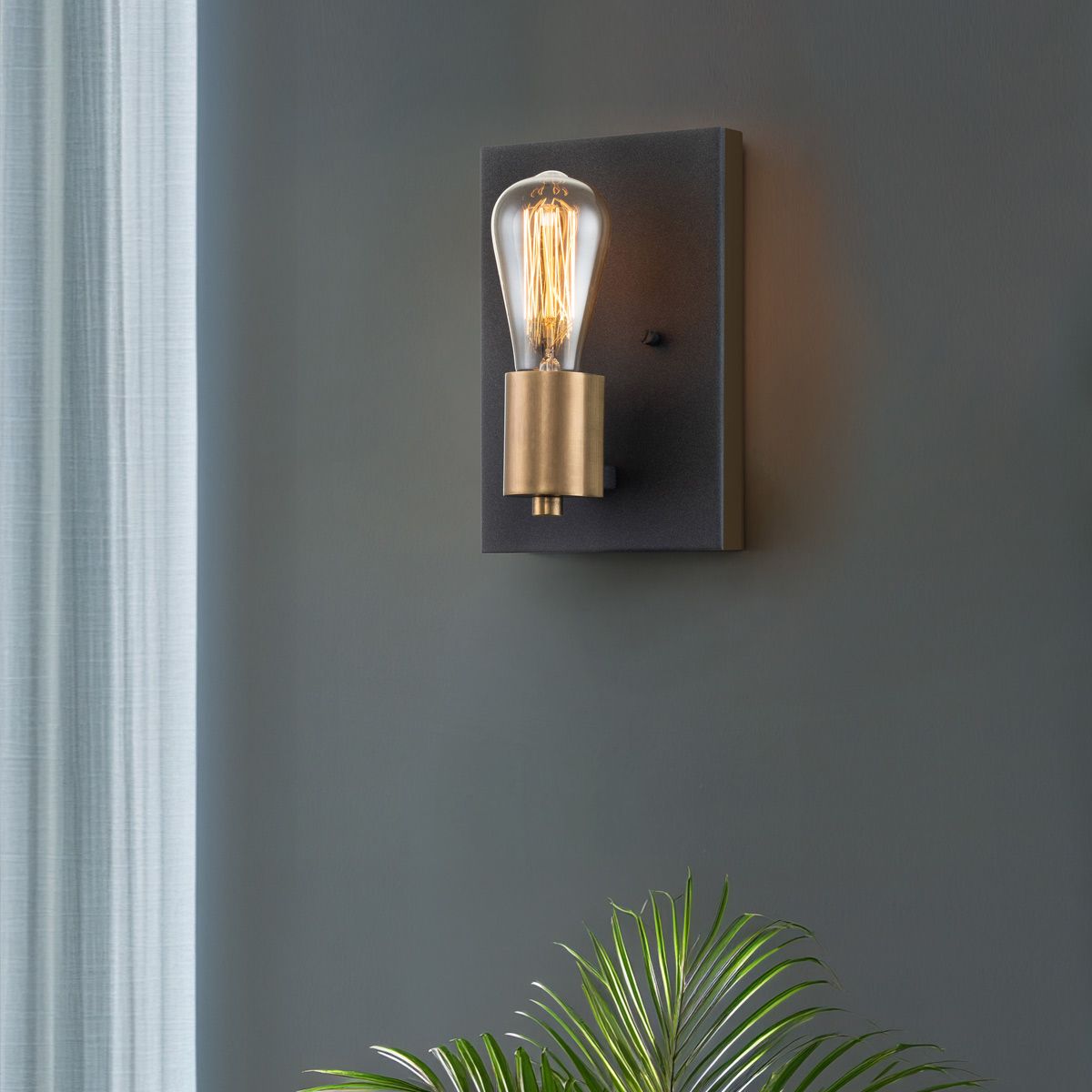 Quintiesse Silas Single Wall Light - Aged Zinc & Heritage Brass