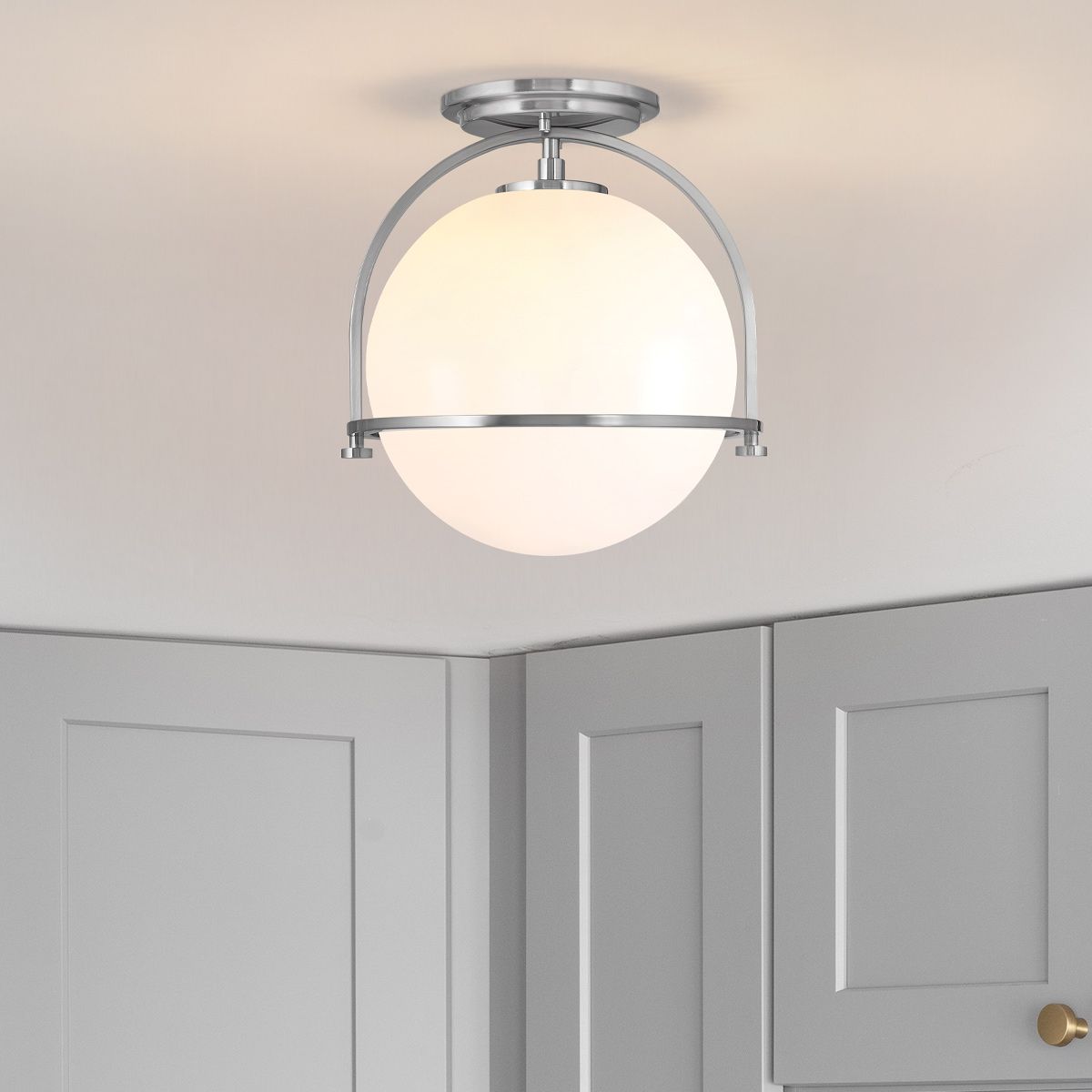Quintiesse Somerset Single Flush Fitting - Opal - Brushed Nickel