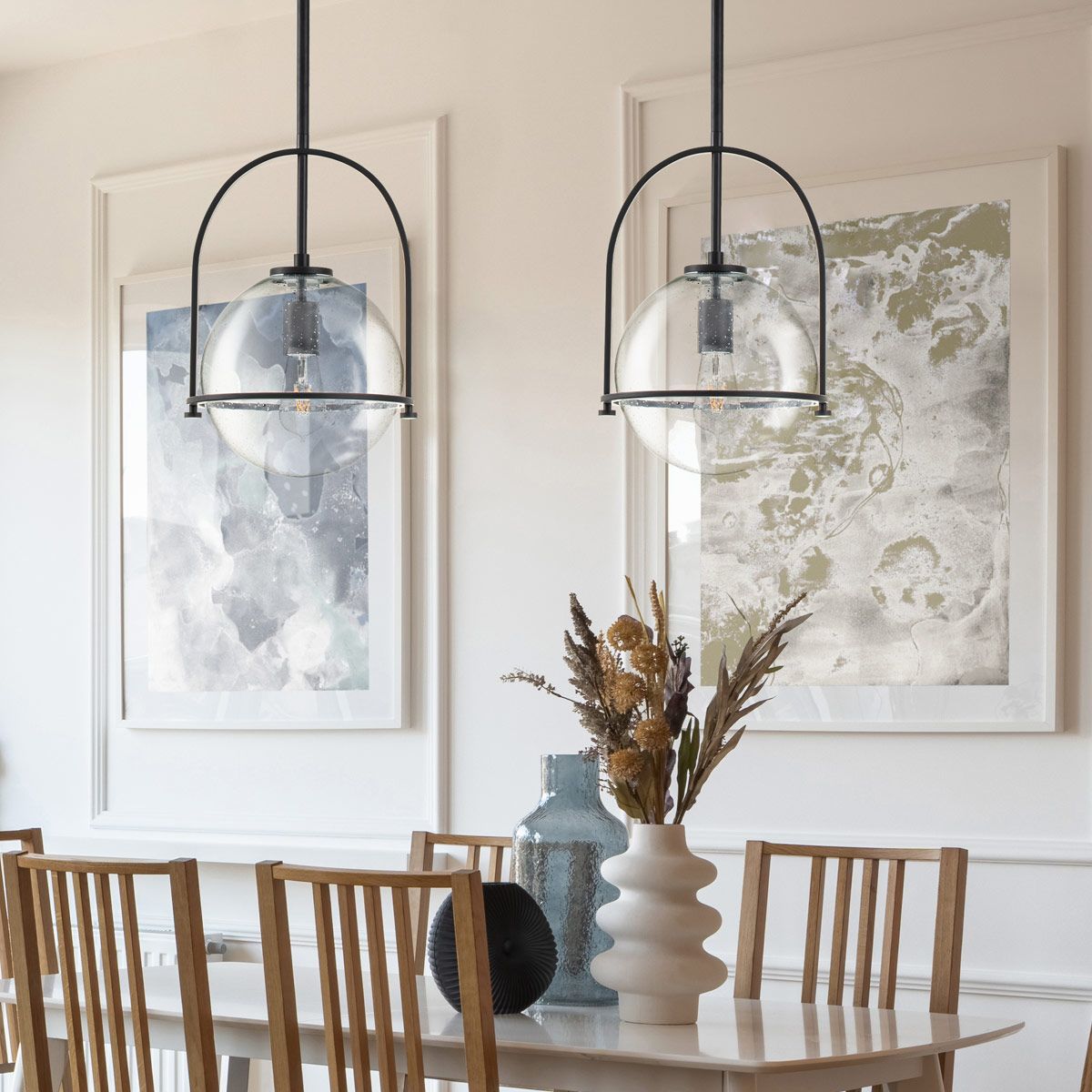 Quintiesse Somerset Single Medium Pendant - Clear - Black
