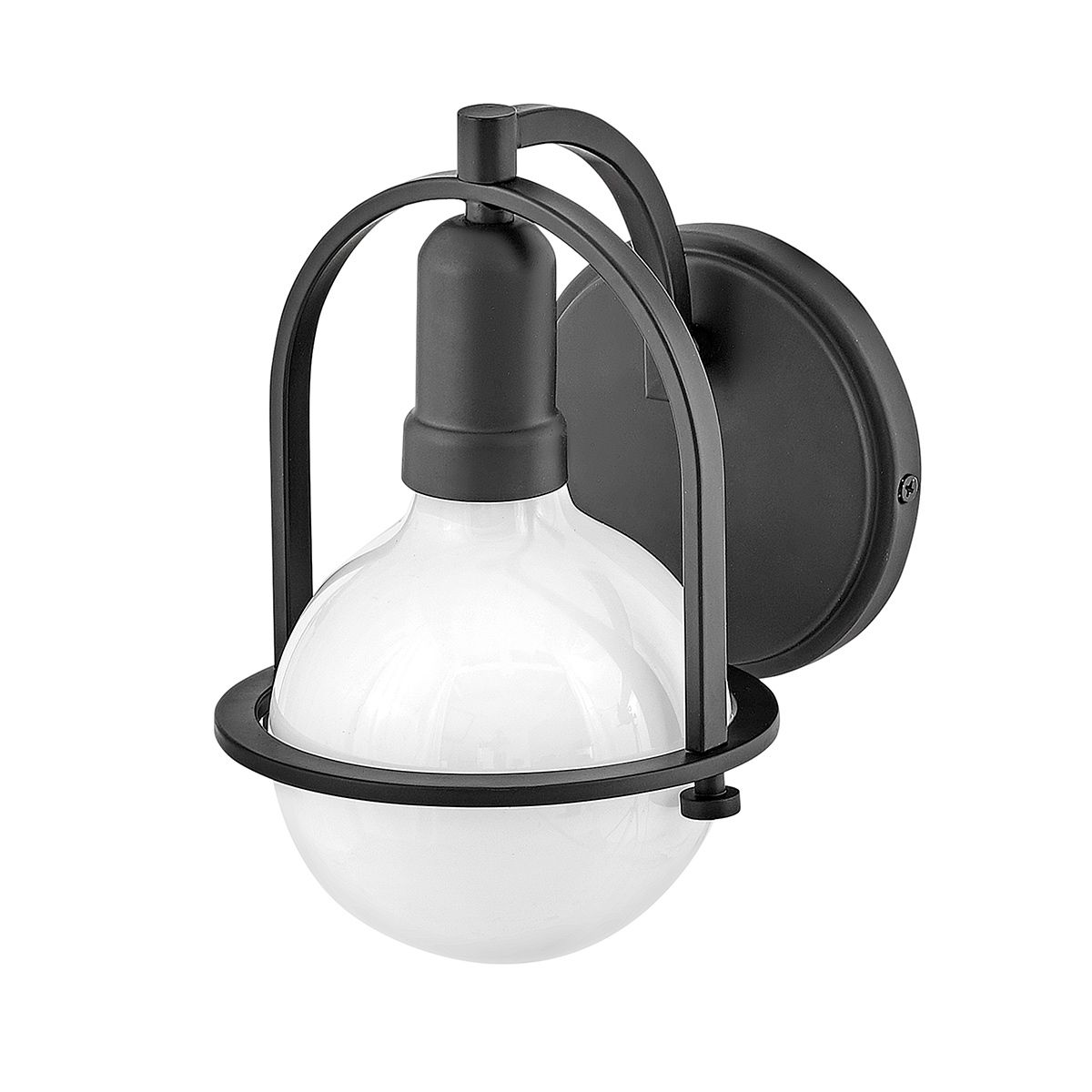 Quintiesse Somerset Single Wall Light - White Glass - Black